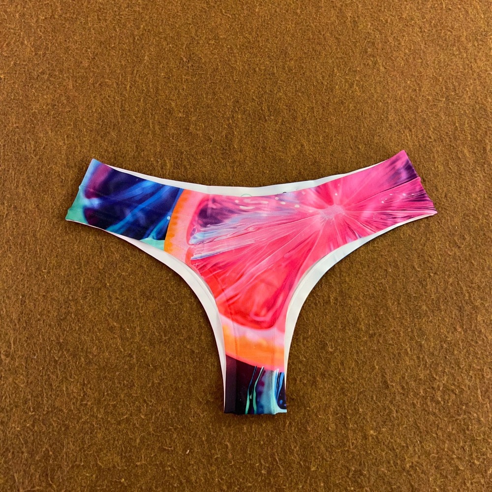 LaJolie Fun Womens Large Pink Citrus Fruit Print Recycled Bikini Swim Bottom New